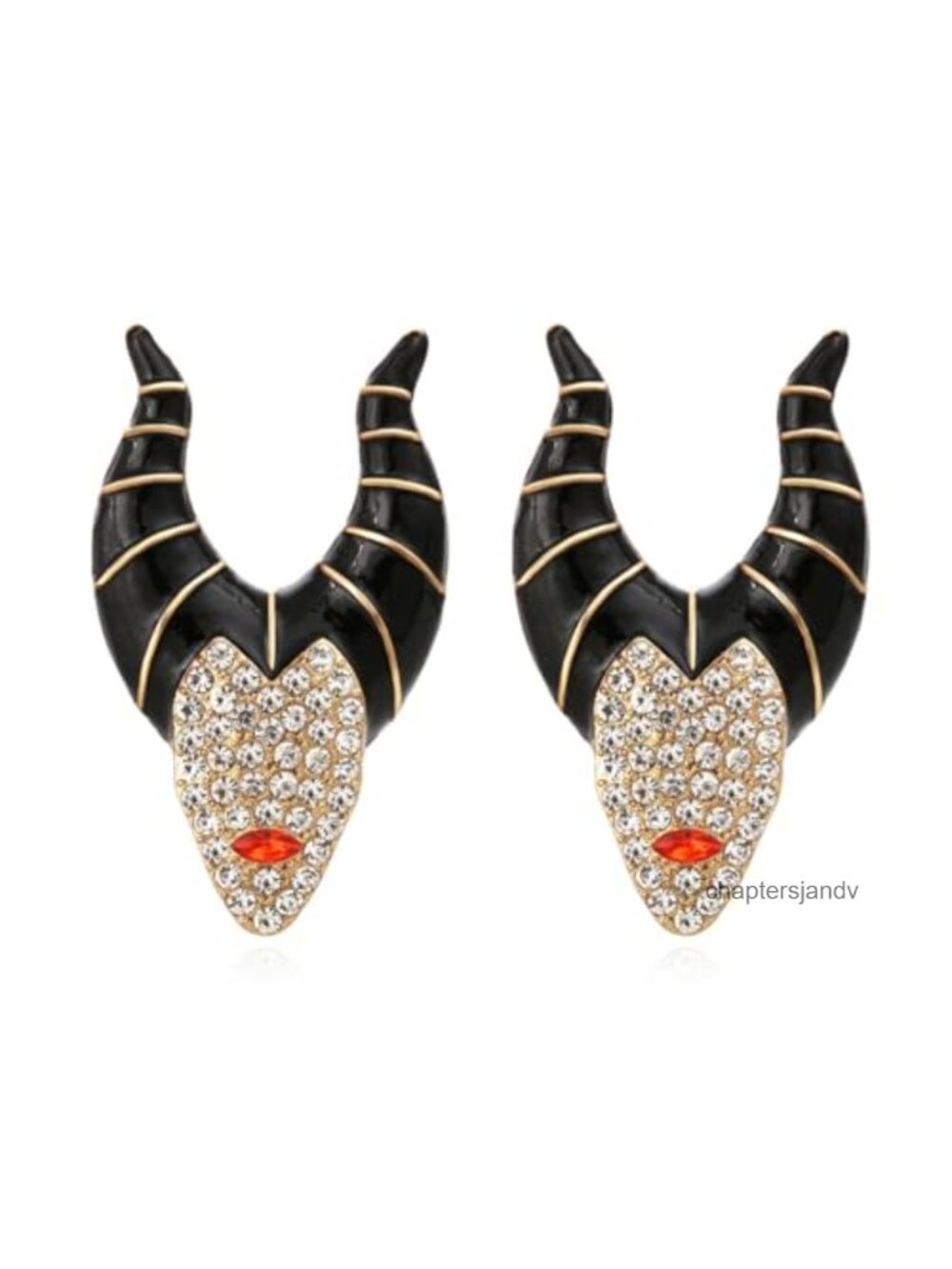 Witch Horn Stud Earrings Crystal Enamel Pumpkin Halloween Jewelry